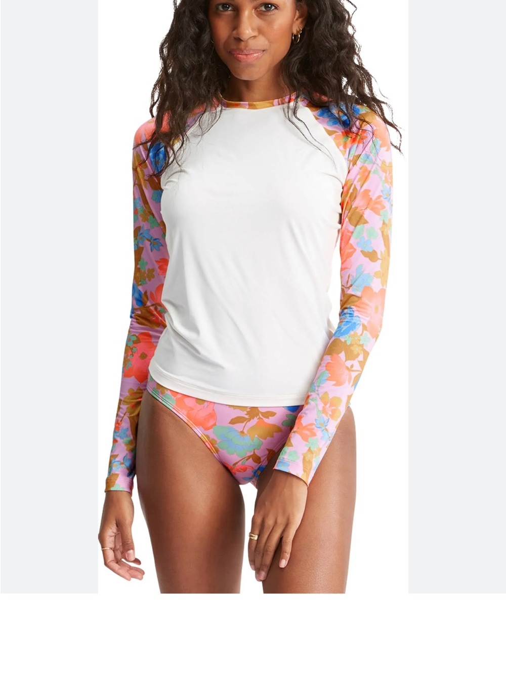 NWT Billabong Pick Me Up Long Sleeve Rashguard Large Floral Surf Shirt